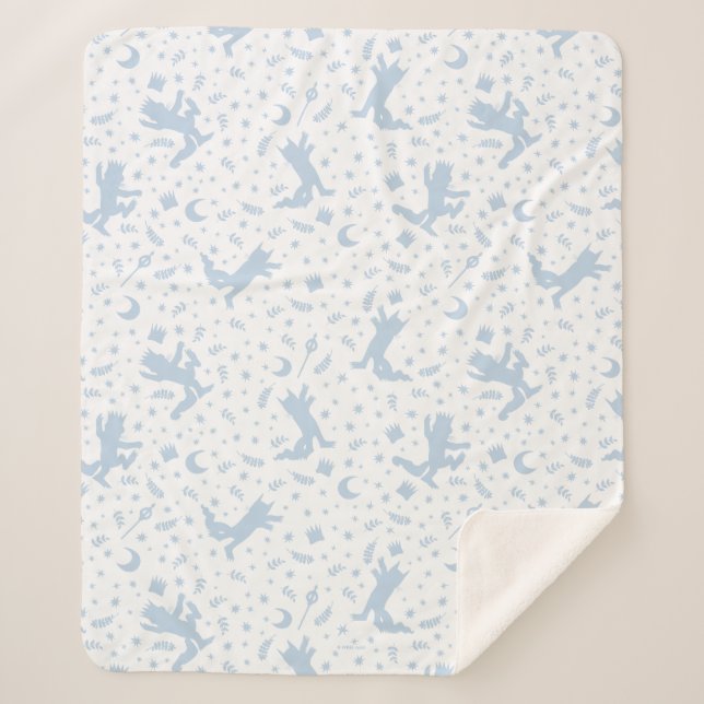 Where the Wild Things Blue Floral Sherpa Blanket (Front)