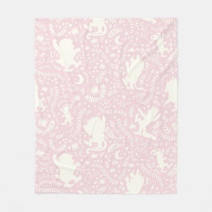 Where the Wild Things Pink Floral Pattern Fleece Blanket