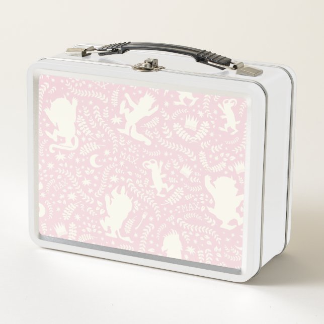 Where the Wild Things Pink Floral Pattern Metal Lunch Box (Front)