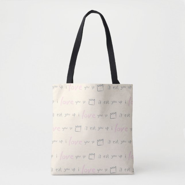 Where the Wild Things Quote Pattern Tote Bag (Front)