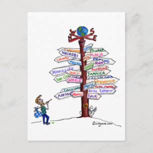 Where To Go? Road Signs Postcard Customizable