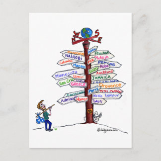 Where To Go? Road Signs Postcard Customizable