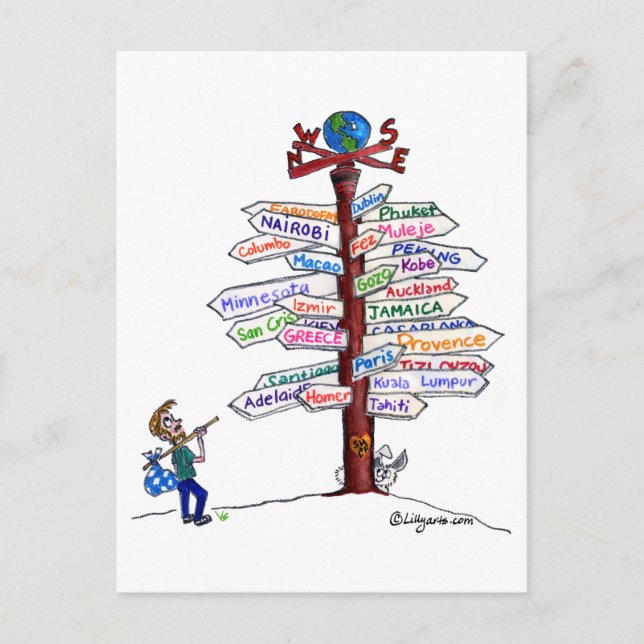 Where To Go? Road Signs Postcard Customizable (Front)