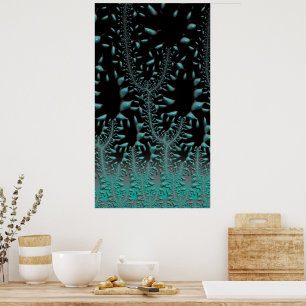 Where Turquoise Grows on Trees Fractal Abstract Poster