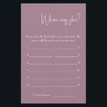 Where was She? Shower Game Card Flyer<br><div class="desc">Make it your own by adding your text. To access advanced editing tools,  please go to "Personalize",  scroll down and press the "click to customize further" link. For more matching designs click the link "Other products from this collection”</div>