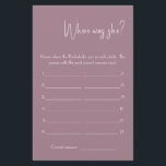 Where was She? Shower Game Card Flyer<br><div class="desc">Make it your own by adding your text. To access advanced editing tools,  please go to "Personalize",  scroll down and press the "click to customize further" link. For more matching designs click the link "Other products from this collection”</div>