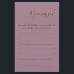 Where was She? Shower Game Card Flyer<br><div class="desc">Make it your own by adding your text. To access advanced editing tools, please go to "Personalize", scroll down and press the "click to customize further" link. For more matching designs click the link "Other products from this collection”</div>