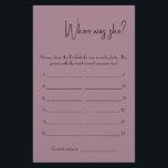 Where was She? Shower Game Card Flyer<br><div class="desc">Make it your own by adding your text. To access advanced editing tools,  please go to "Personalize",  scroll down and press the "click to customize further" link. For more matching designs click the link "Other products from this collection”</div>