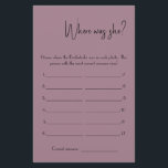 Where was She? Shower Game Card Flyer<br><div class="desc">Make it your own by adding your text. To access advanced editing tools,  please go to "Personalize",  scroll down and press the "click to customize further" link. For more matching designs click the link "Other products from this collection”</div>