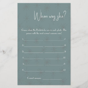 Where was She? Shower Game Card Flyer