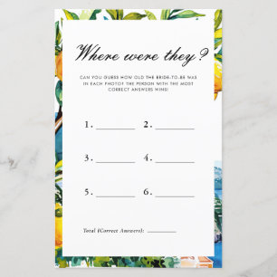 Where Were They Amalfi Bridal Shower Game
