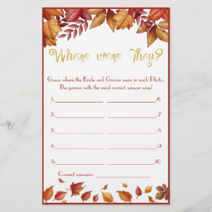 Where were They? Autumn Bridal Shower Game Flyer