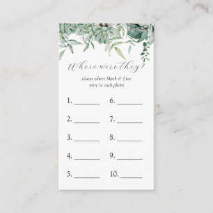 Where Were They? Bridal Shower Game Card