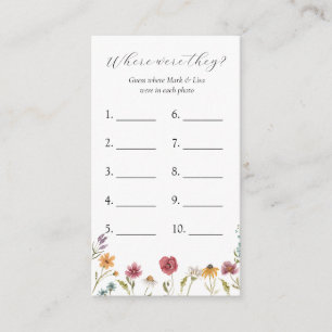 Where Were They? Bridal Shower Game Card