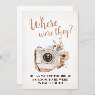 Where Were They Bridal Shower Game Sign Card