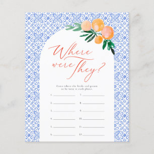 Where Were They Orange Spritz Bridal Shower Game