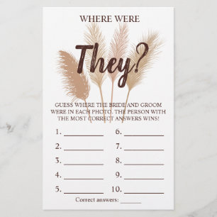 Where were They? Pampas Grass Game Card