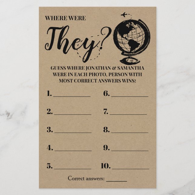 Where were they rustic shower bilingual game (Front)