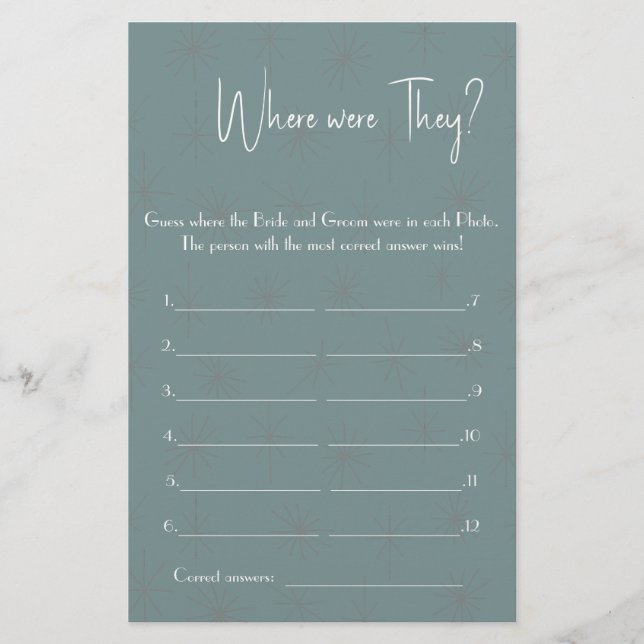 Where were They? Shower Game Card Flyer (Front)