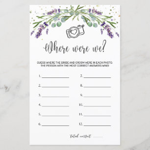 Where Were We Bridal Game Eucalyptus Lavender