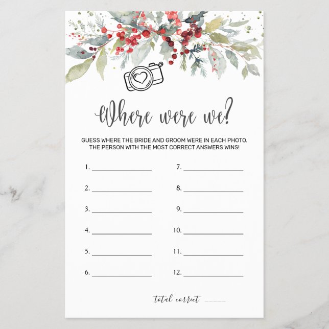 Where Were We Bridal Game Winter Berries Foliage Flyer (Front)