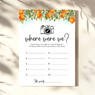 Where Were We Oranges Bridal Shower Game Card