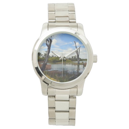Where Wildlife Play, Large Silver Unisex Watch. Watch