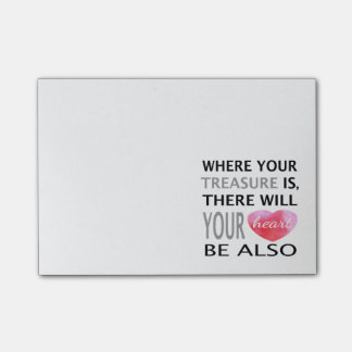 Where Your Treasure Is Inspirational Quote Pink Post-it Notes