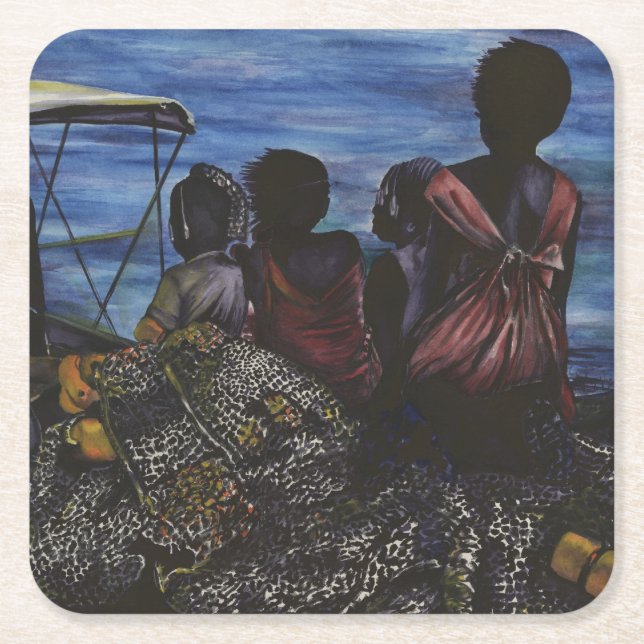 Where's Daddy? Harbour Island, Bahamas Square Paper Coaster (Front)