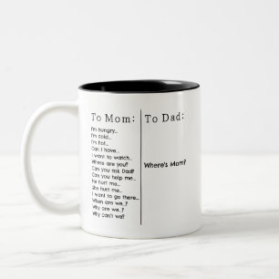 Where's Mom? Funny Parent Two-Tone Coffee Mug