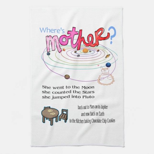 Where's Mom? Mother's Day Kitchen Hand Towel (Vertical)