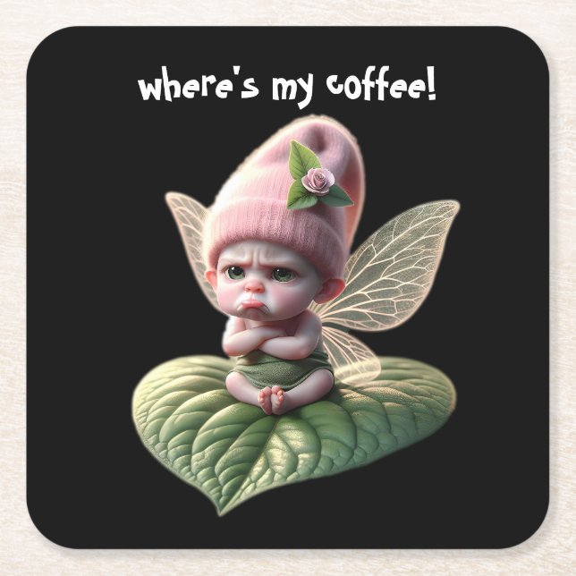 Where's My Coffee! Square Paper Coaster (Front)