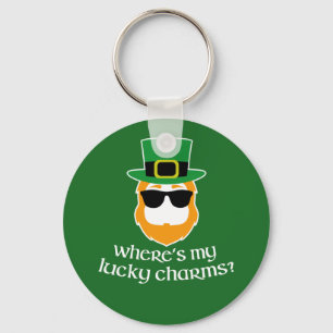 Where's My Lucky Charms? St Patrick Day Leprechaun Keychain
