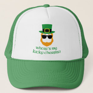 Where's My Lucky Charms? St Patrick Day Leprechaun Trucker Hat