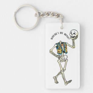 Where's My Mind Funny Halloween Skeleton Acrylic K Keychain