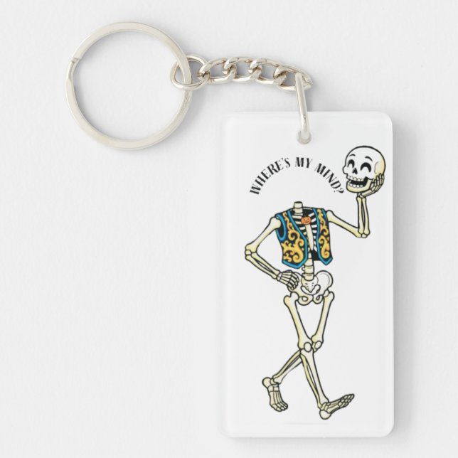Where's My Mind Funny Halloween Skeleton Acrylic K Keychain (Front)