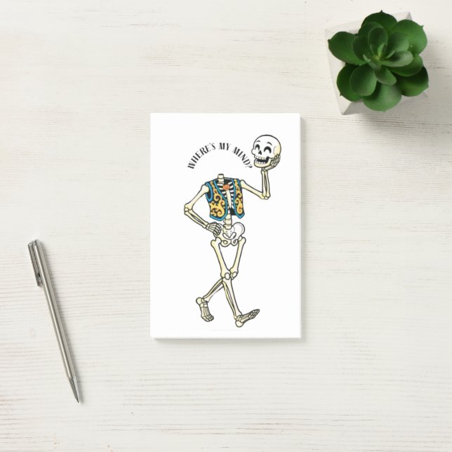Where's My Mind Funny Halloween Skeleton Post-it N Notes (Office)