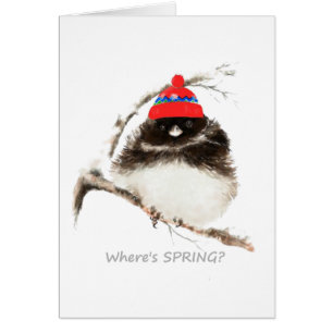 Where's Spring Funny Sarcastic Watercolor Junco cu