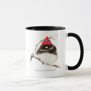 Where's Spring Funny Sarcastic Watercolor Junco Mug