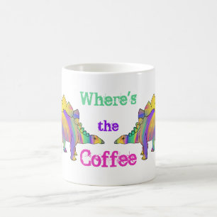 wheres the Coffee Funny Stegosaurus Dinosaur Art Mug