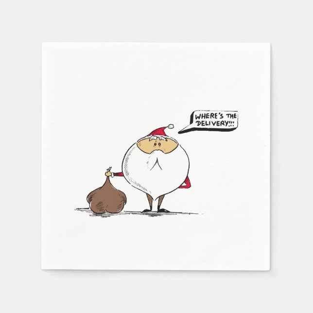Where's the delivery Christmas Santa Napkin (Front)