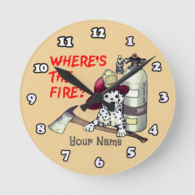 Wheres the Fire Firefighter Round Clock (Front)