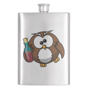 "WHERE'S THE PARTY?" DRUNK OWL HIP FLASK