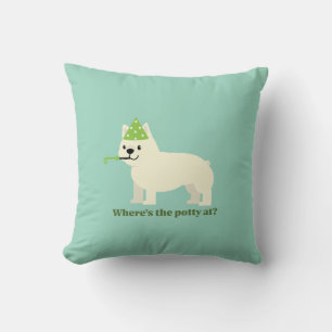 Where's the potty at? throw pillow