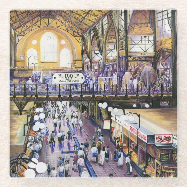 Where's the Women's Water Closet? Budapest Glass Coaster (Front)