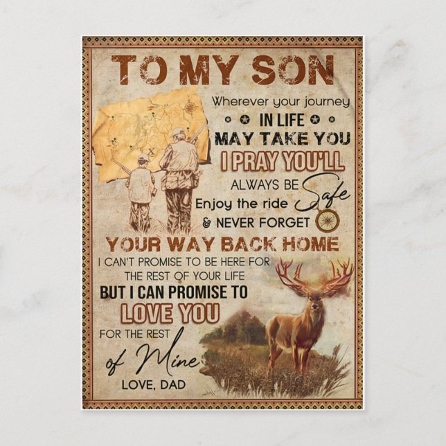 Wherever Your Journey In Life - Deer Dad To Son  Postcard (Front)