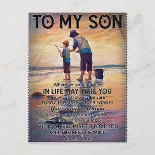 Wherever Your Journey In Life-Fishing Dad To Son Postcard