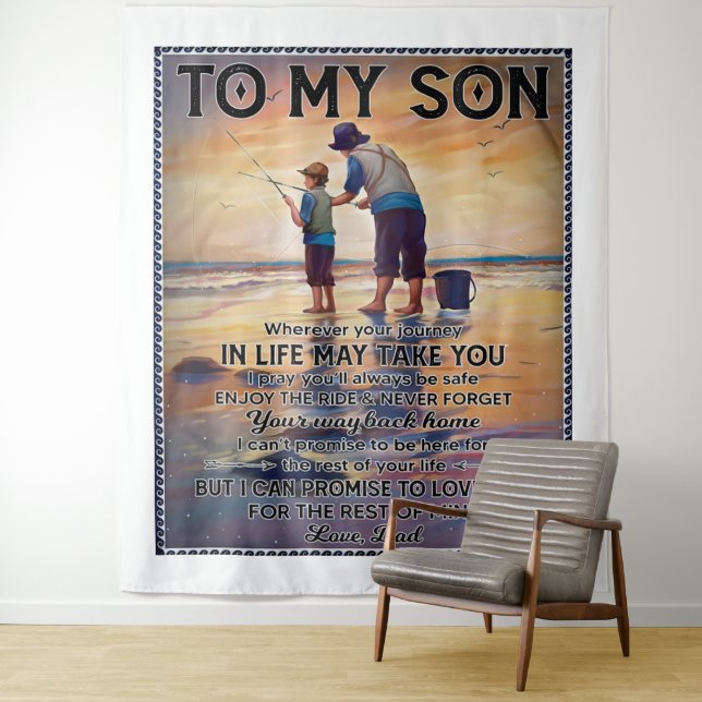 Wherever Your Journey In Life-Fishing Dad To Son  Tapestry (In Situ)