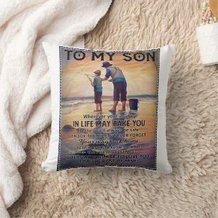 Wherever Your Journey In Life-Fishing Dad To Son  Throw Pillow