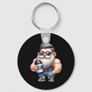 Whey Protein Gnome Dad Funny Bodybuilder Graphic F Keychain
